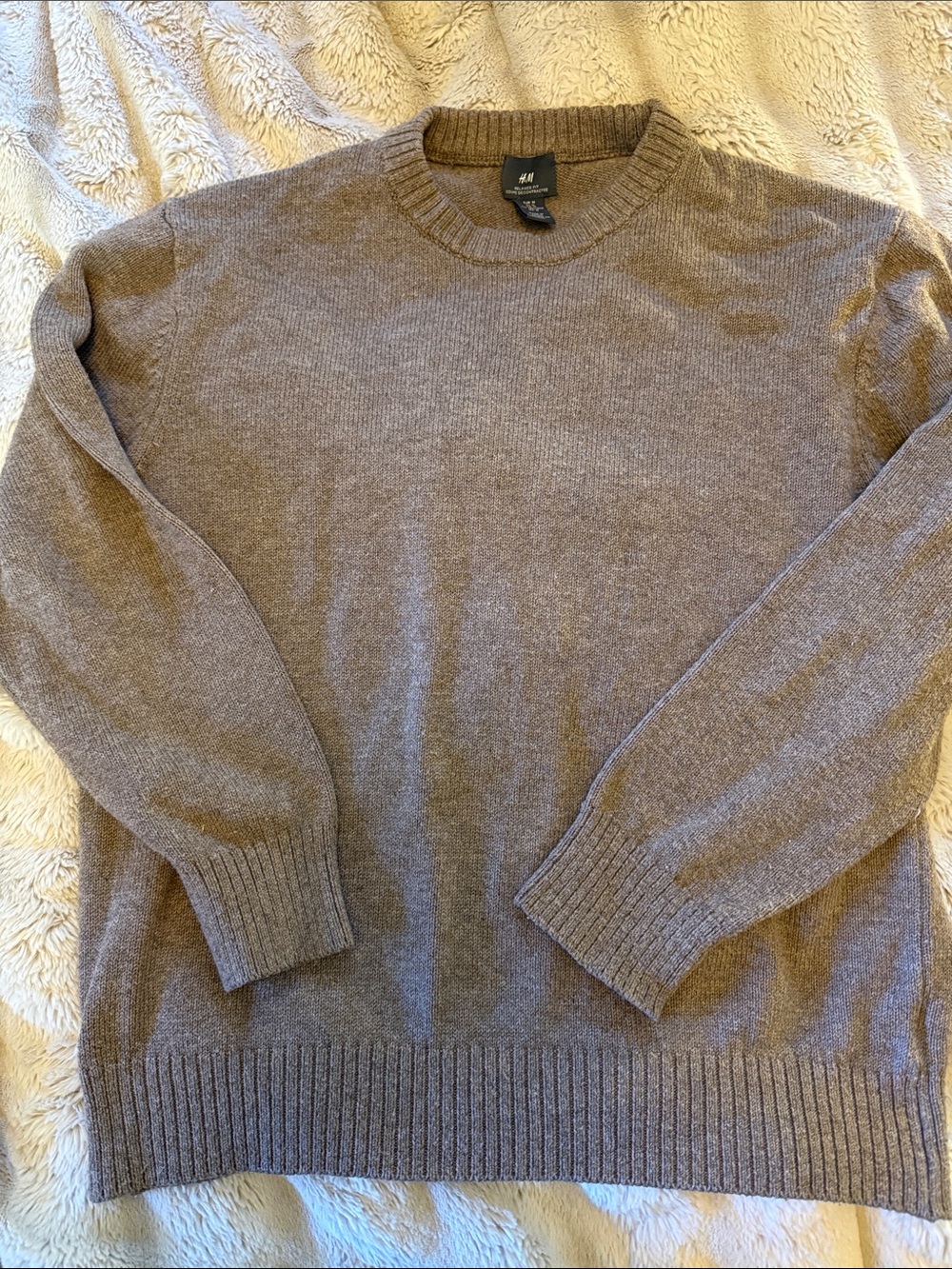H&M Men's Crewneck Sweater in Taupe Brown